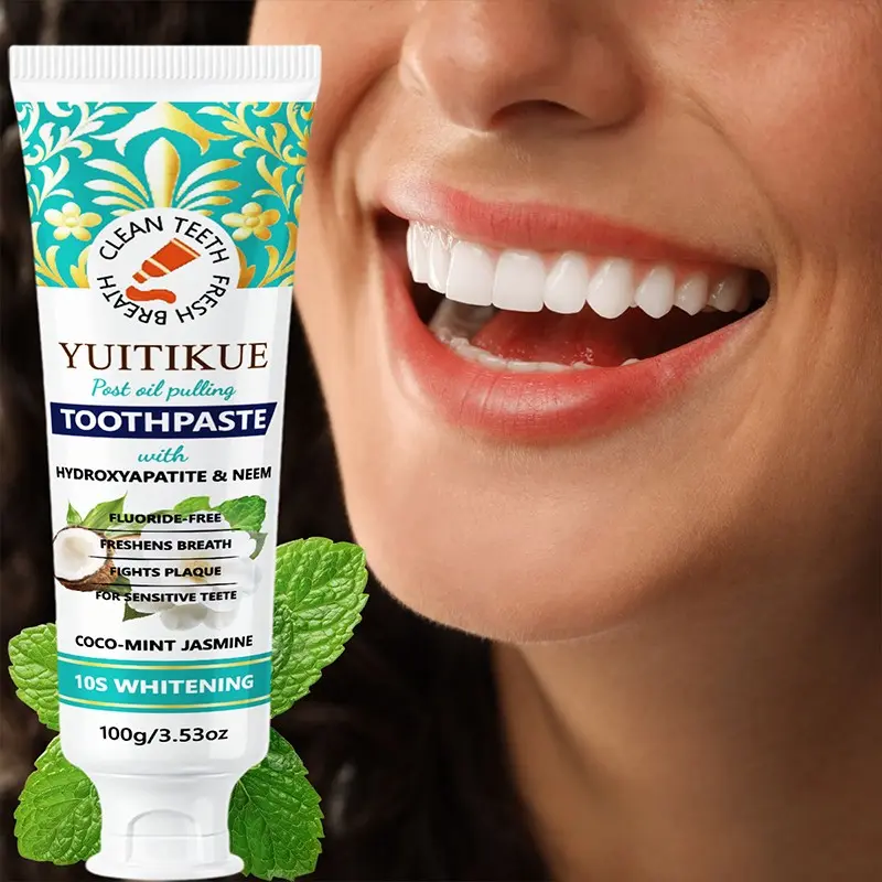 Yuitikue Coconut Mint Jasmine Toothpaste 100g, Fluoride-Free Hydroxyapatite, Sensitivity Relief, Fresh Breath, Whitening Toothpaste