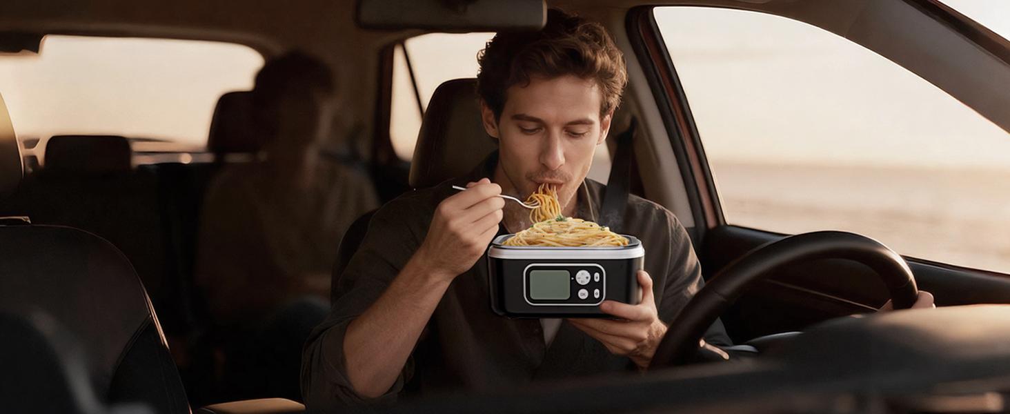 Yofidra Cordless Heated Lunch Box, 24000mAh 100W Electric Lunch Box with Smart Timer, 6.3-Cup Super Large Lunchbox for Men & Women, Portable Food Warmer with Insulated Bag for Outdoor/Office, Black