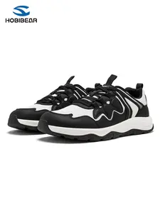 HOBIBEAR Unisex Retro Dad Shoes, Breathable PU Leather Low Top Sneakers, Durable Rubber Sole, Casual All-Season Footwear