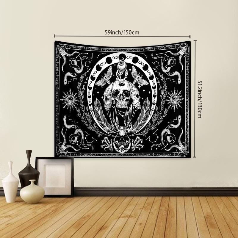 Skeleton Tapestry, Mandala Skull Printed 1 Count Skull Wall Hanging Snake Moth Wall Towel, Aesthetic Wall Art Decor Hippie Tapestry for Bedroom Living Room, Wall Tapestries, Halloween