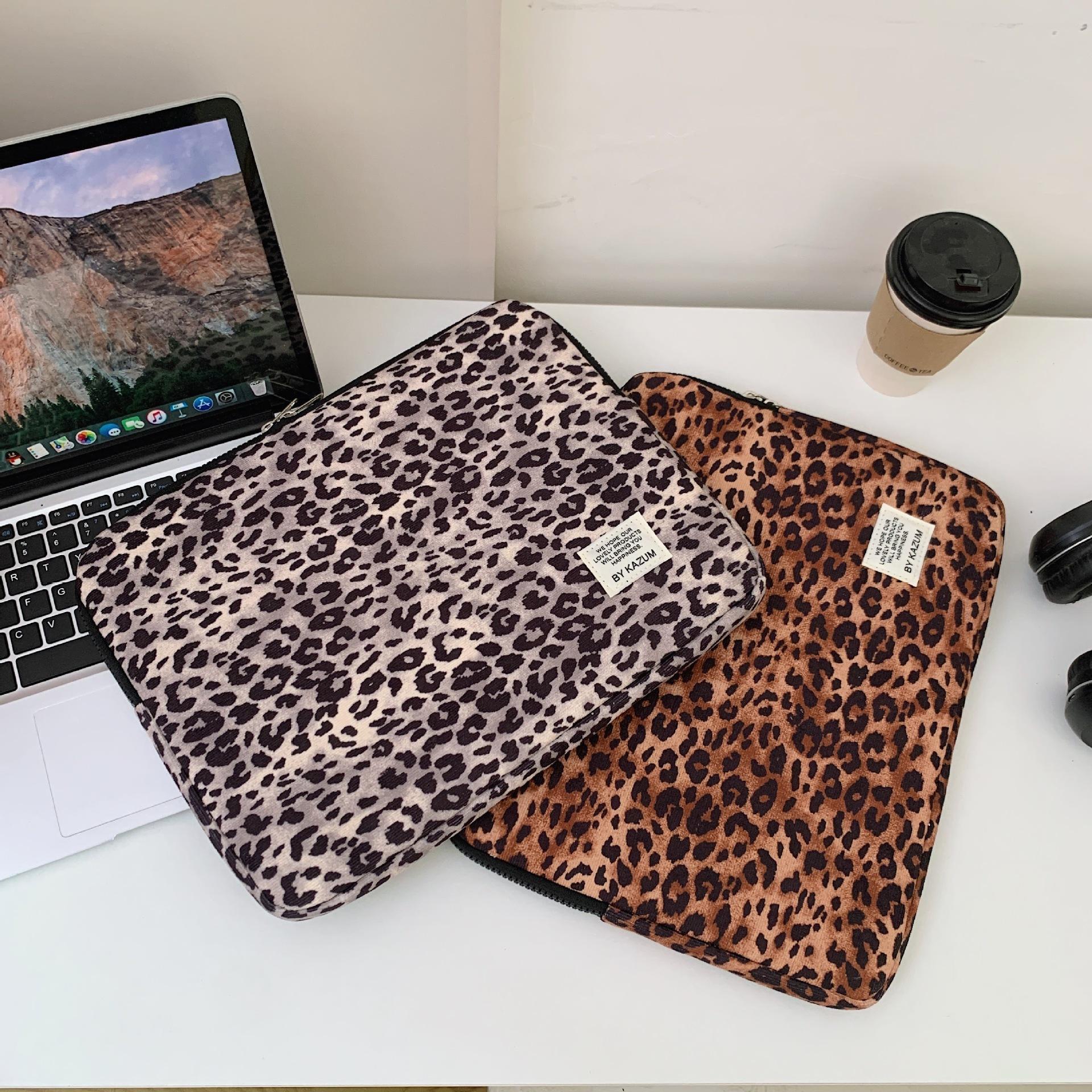Leopard Print Laptop Sleeve For Ipad Air6 Pro11 Macbook Air13.3 13.6 Pro14 15 Dell Huawei Samsung 15.6 16 Inch Shockproof Bag