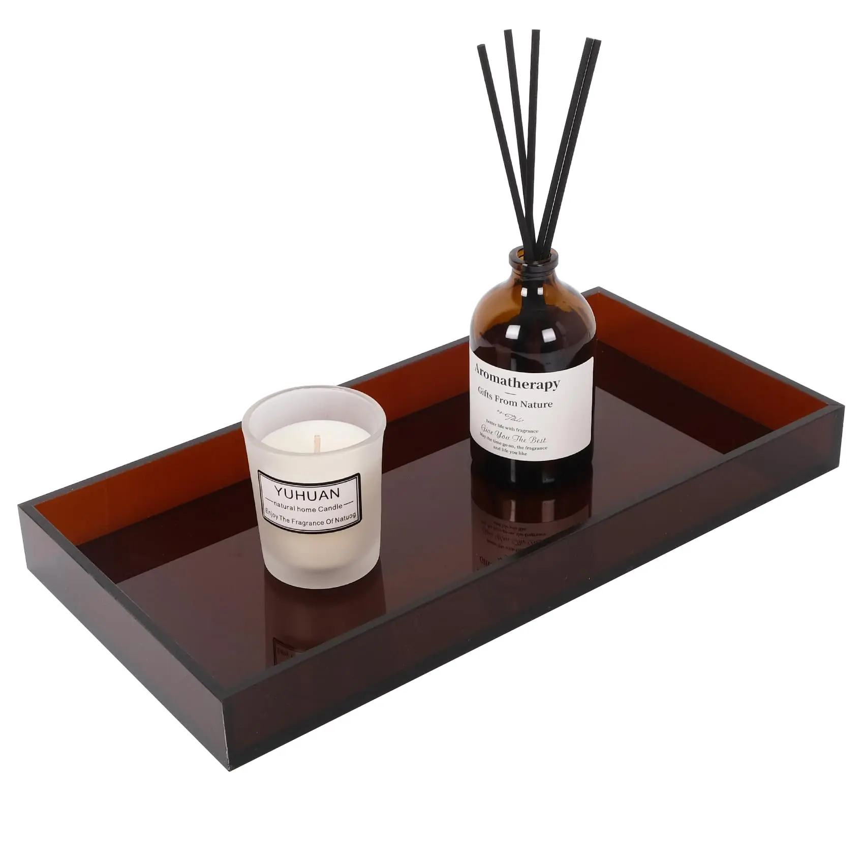 Acrylic Tray 5mm Thick, Amber Color, 12x6 Inches, Ideal for Makeup, Perfume, Jewelry, Napkins, Bathroom, Living Room, Coffee Table