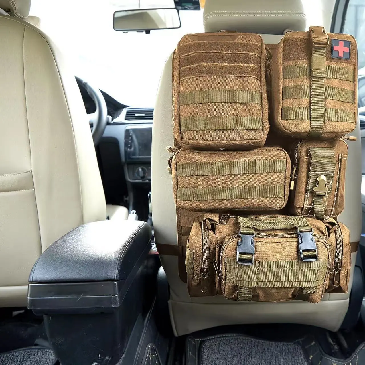 Cross-border car rear seat tactical storage bag, multifunctional backrest storage hanging bag for car rear seats