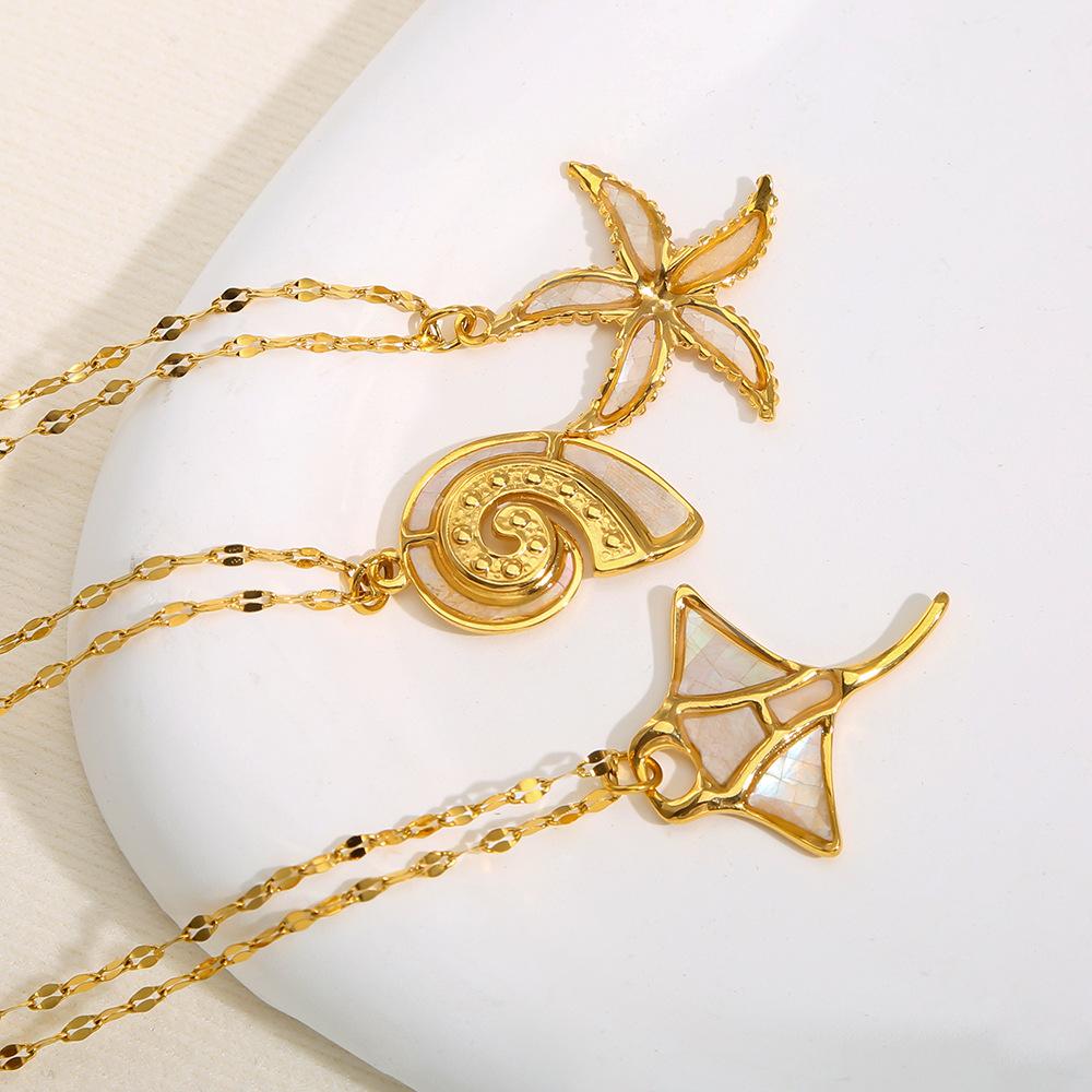 New cross-border jewelry: starfish stainless steel pendant necklace accessories, light luxury niche women's summer fashion jewelry