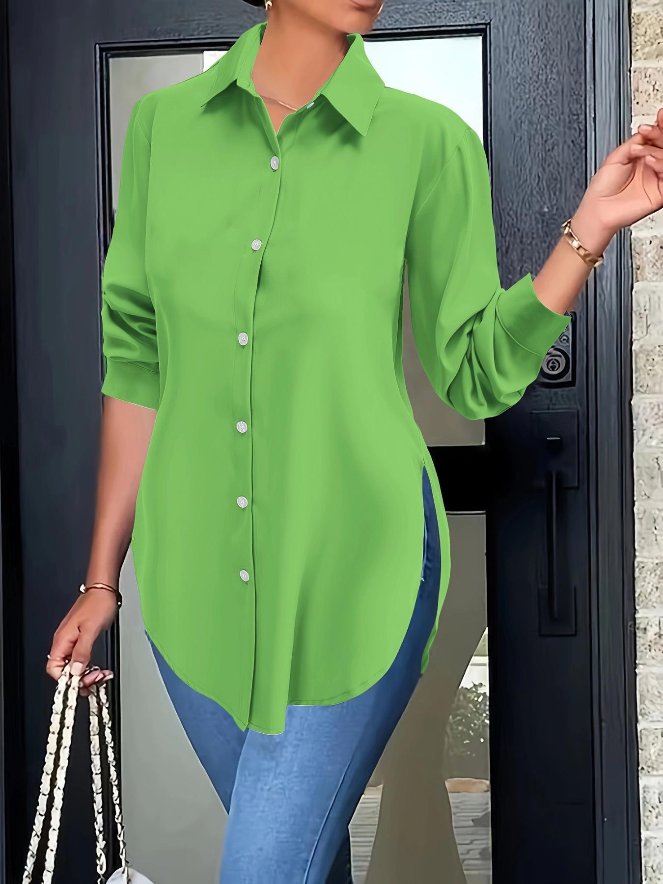 Elegant Fashion Women's Collared Long Sleeve Shirt, Fitted Outer Shell, Moderate Fabric Thickness, Casual Style, Spring & Fall Wear Elegant Fashion Women's Collared Long Sleeve Shirt, Fitted Outer Shell, Moderate Fabric Thickness, Casual Style, Spring & Fall Wear