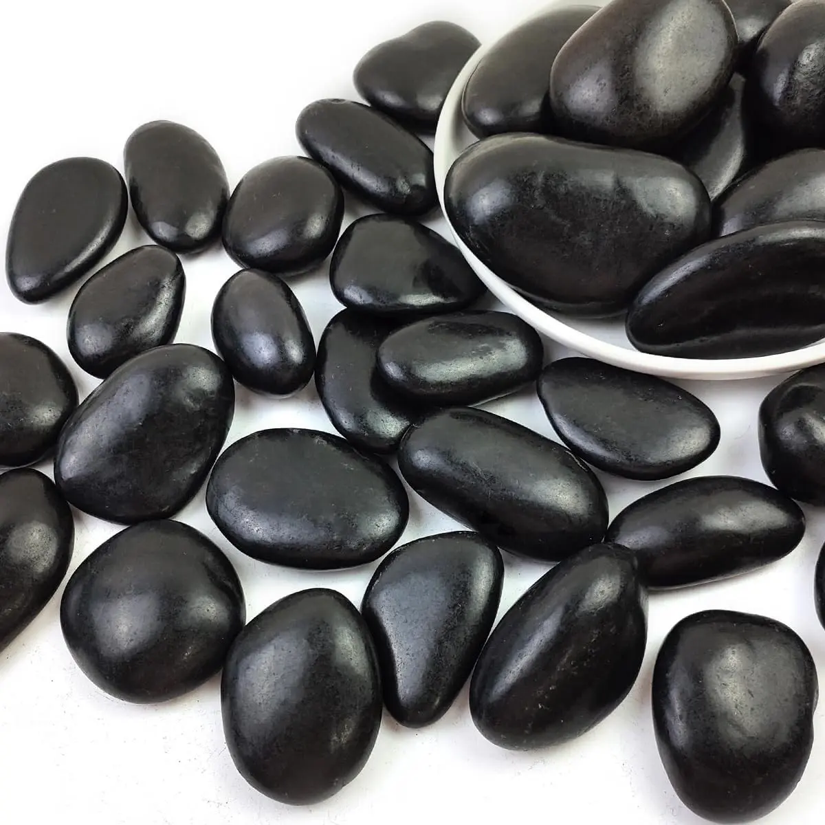 Natural Black River Rocks - 2-3 inch 5LB High Polished Decorative Pebbles, Black Stones for Landscaping, Natural River Rocks for Outdoor Décor, Polished Pebbles for Plants.