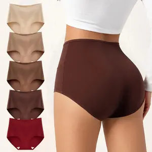 Women's High-Waisted Seamless Panties - Basic, Mixed Colors (4 Pcs), Seamless No-Show Full Coverage Briefs 5-Pack Option (Fashion Accessory Set)