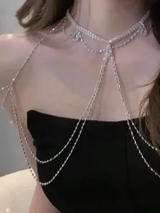 Multi-Layer Rhinestone Shoulder Chain, Elegant Party Accessory, Fringe Design, Wedding Event Fashion Jewelry, Eye-Catching High-End Decorative Piece