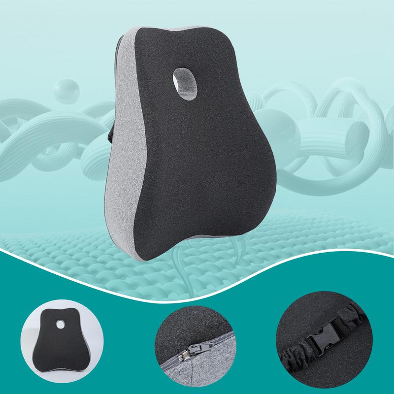 Office chair cushion and lumbar pillow, car seat cushion back pillow, memory foam chair lift back lumbar, - gray seat cushion with contour design, the best chair accessories recommended by masters, Seat Back Cushions