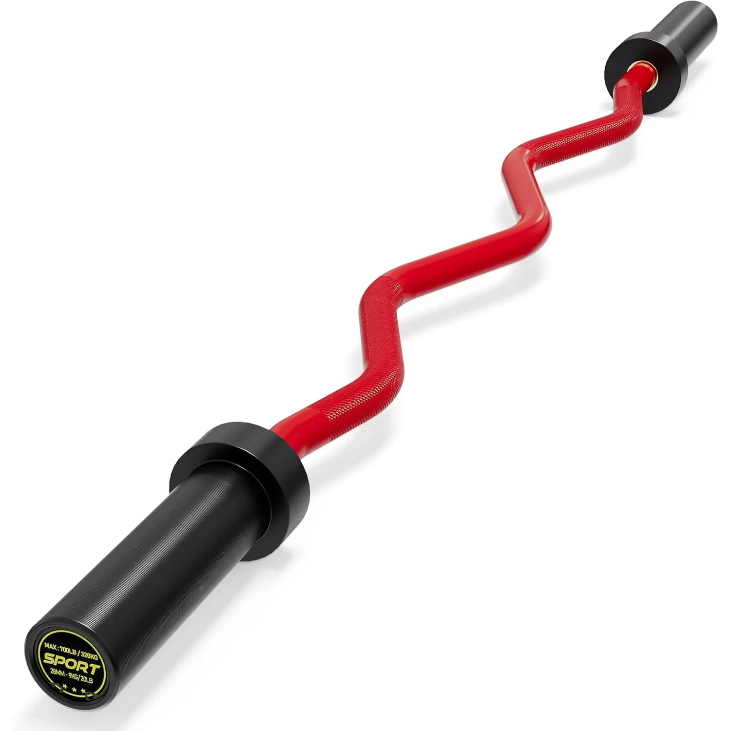 47 Inch Olympic EZ Curl Bar, 20 LB Solid Steel Curved Barbell with 2-Inch Sleeves, 700 LBS Weight Capacity, Diamond Knurling Grip for Bicep & Tricep Strength Training - Home Gym Equipment