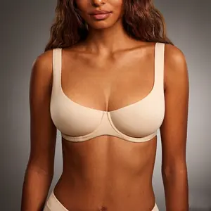 Women’s Unlined Balconette Bra – Underwire Supportive Plus Size Bra, No Padding Smooth Scoop Neck Lift & Shape, Sheer Mesh Balcony Bra
