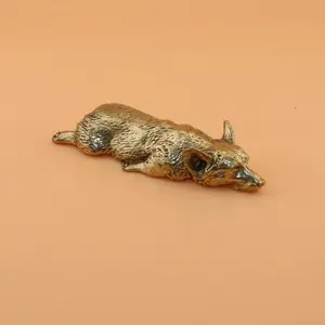 Pure Copper Welsh Corgi Puppy Miniature Figurines Solid Brass Animal Dog Desktop Ornament Decoration Crafts Paperweight Tea Pets