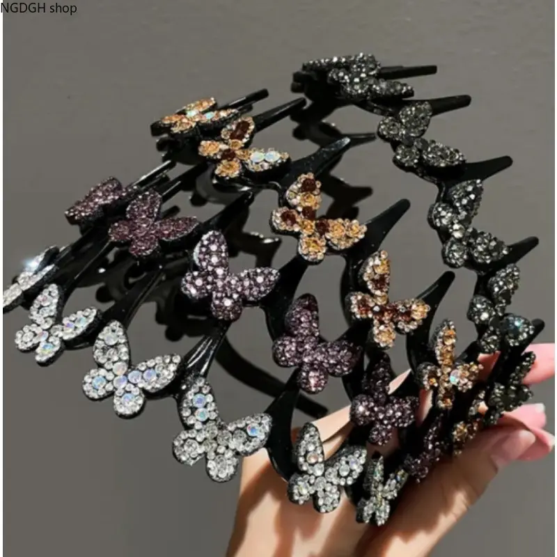 Women/Girls Crystal Butterfly Clip-On Hairpin - Rhinestone, Shiny Finish, Sparkly Look, Trendy Fashion Accessory for Daily & Party Wear Hairstyle Decoration