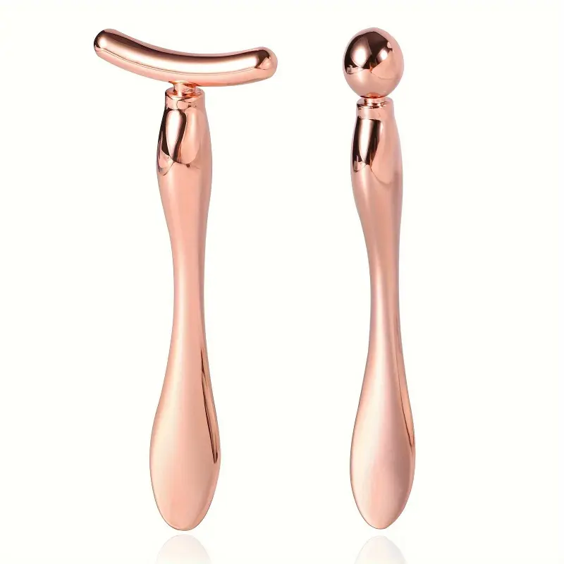 3pc Metal Facial Massager and Eye Cream Roller Set - A small, fragrance-free facial massager to soothe and reduce wrinkles. A battery-free skincare stick designed for daily use by women. Facial Beauty Massagers