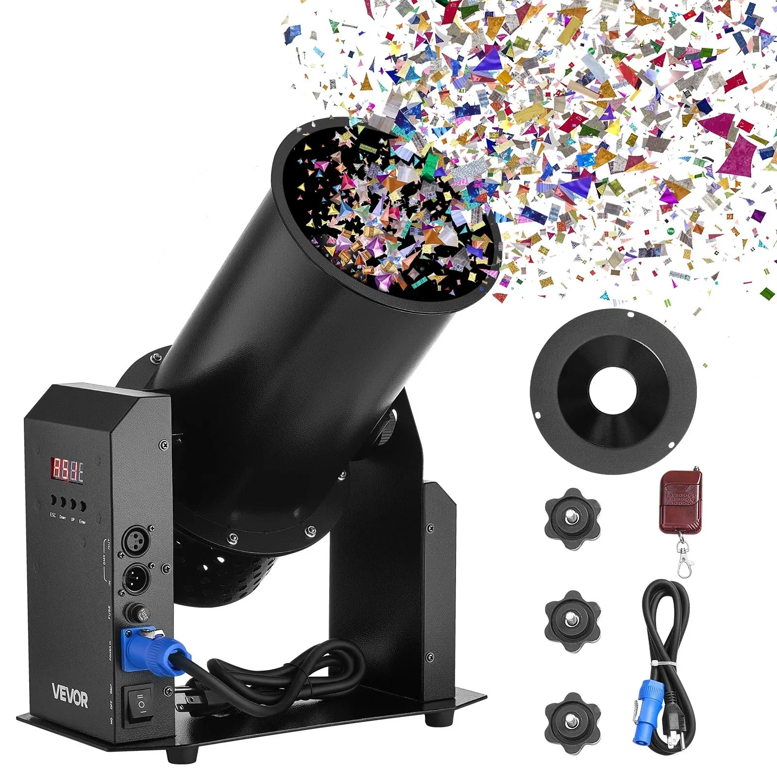 【DealsForYouDays】VEVOR Electric Confetti Machine, 1500W Powerful Output Confetti Cannon Launcher, DMX512, Manual Remote Control, Portable Confe-tti Shooter for Wedding Christmas Party Event Show Stage Nightclub