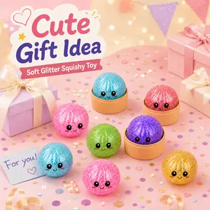 12Pcs Glitter Pearl Dumpling Squishy Toy Set| Cute Sensory Fidget Toys for Stress Relief, Random Color Soft Squeeze Toys, Perfect Party Favors Birthday Gifts for Kids Adults