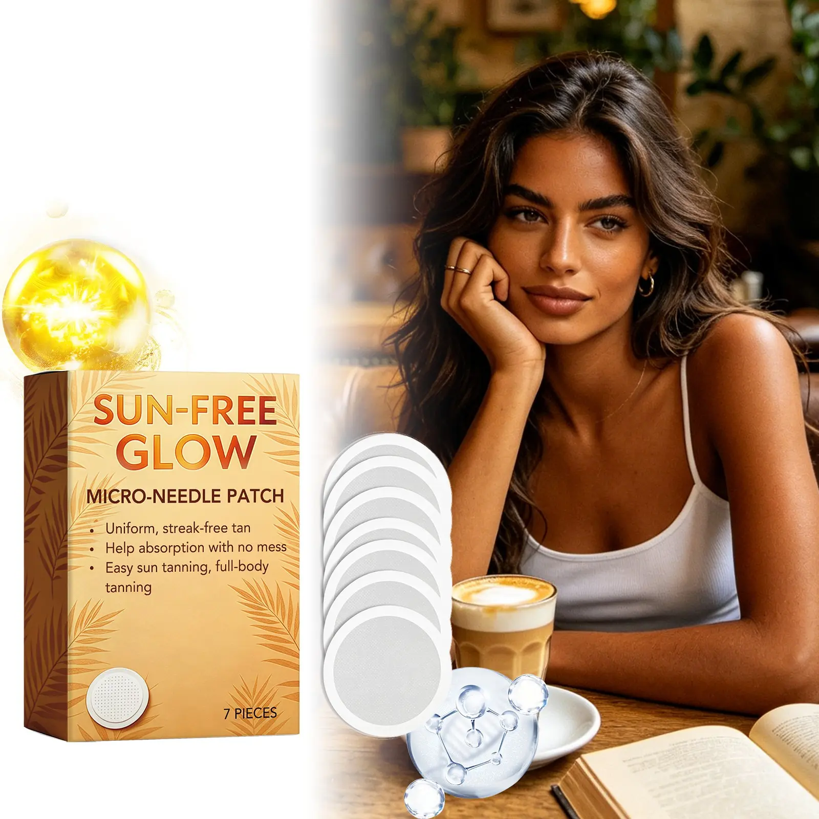 2-Pack Tan Body Care Patches, Summer Outdoor Sunless Tanning, Comfortable Skin Adhesion, Gentle Formula, Wheat Color Tone, Sunless Tanning Glow