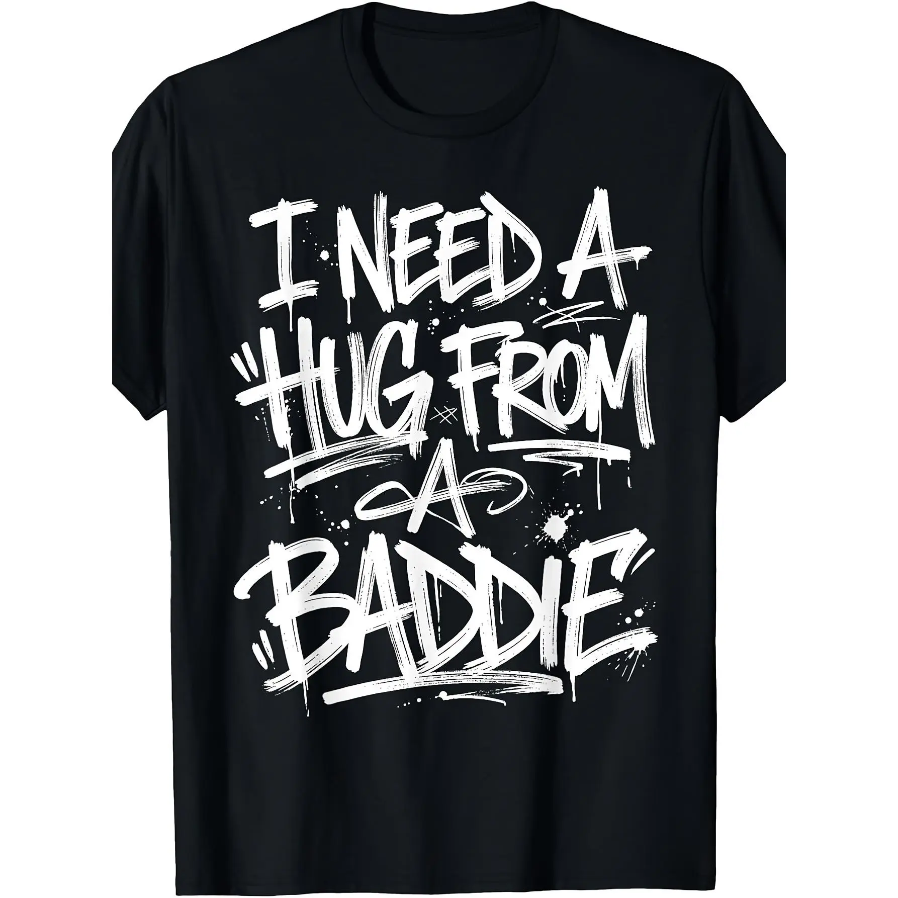 Baddie Quote Tshirt, Men's Humorous Print Shortsleeve Top, Loose-fit Soft Cotton Crew Neck, Machine Washable
