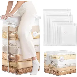 8 Pack Vacuum Bags, Vacuum Seal Bags for Clothing, 1+2 Large+2 Medium+3 Small, 80% Saver Bags for Clothes, Pillows, Comforters,,Home Travel(8 Combo)