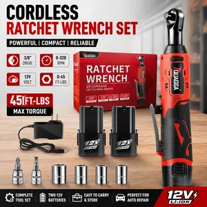 TQUAGGA Cordless Electric Ratchet Wrench Set, 12V, 45ftlbs,Variable Speed Power Ratchet Wrench,with Batteries2,Automotive Repair Tools, Electric Tools Cordless,Hardware,Impact,Heavy Duty