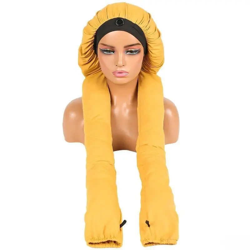 2-in-1 Elastic Long Hair Sleep Bonnet - Adjustable, Lightweight, Extra Large, Breathable, Water-Resistant, UV-Shield Haircare Cap for Braids, Locs (Daily Use, Ideal Gift for Bag Care Enthusiasts)