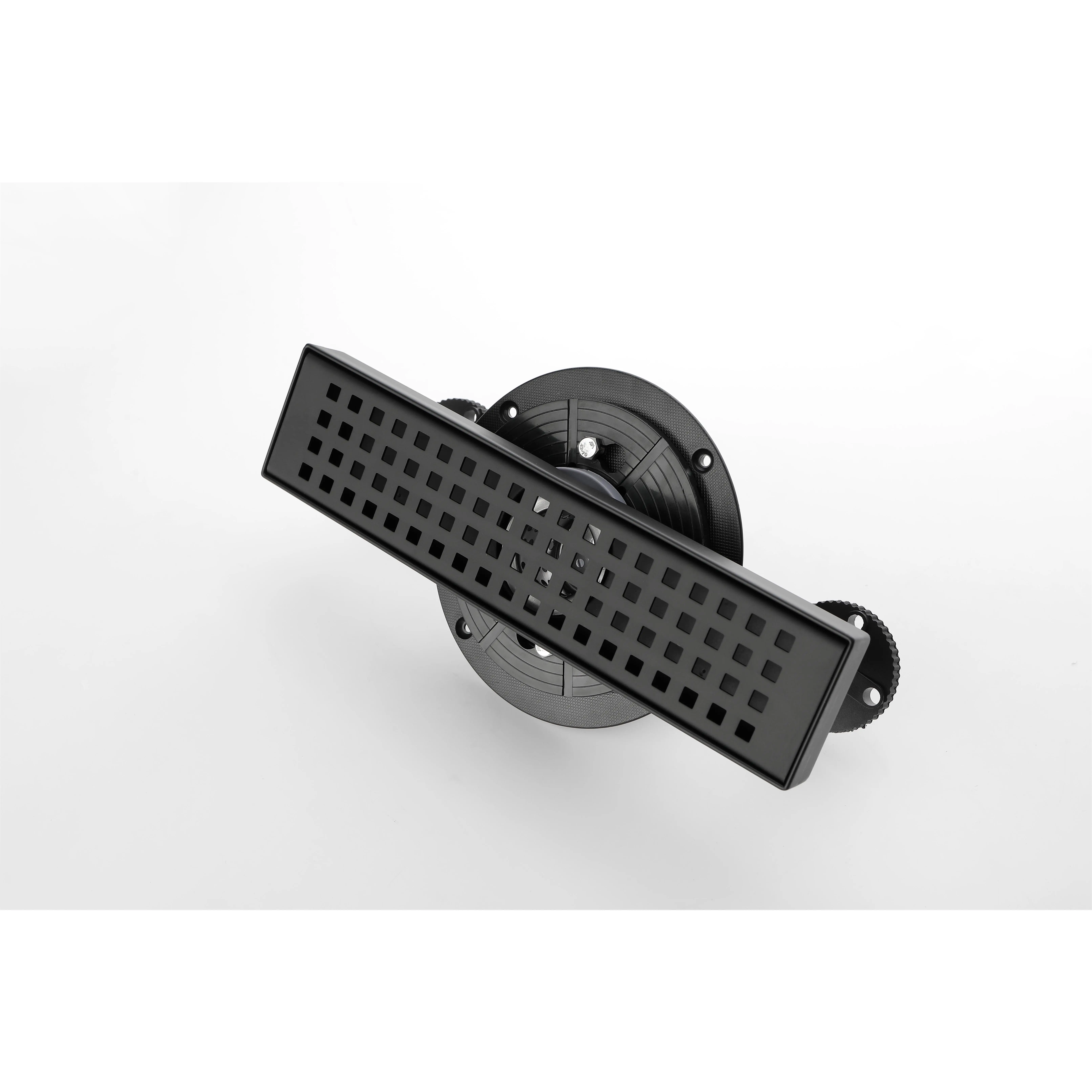 ARCH 12 Inch Linear Shower Drain with Removable Quadrato Pattern Grate, 304 Stainless Steel Bathroom Floor Drain with Hair Strainer and Leveling Feet, Flange, Brushed Nickel Finish, for Walk-in Shower, Wet Room, Tile Floor, Bathroom Shower Door
