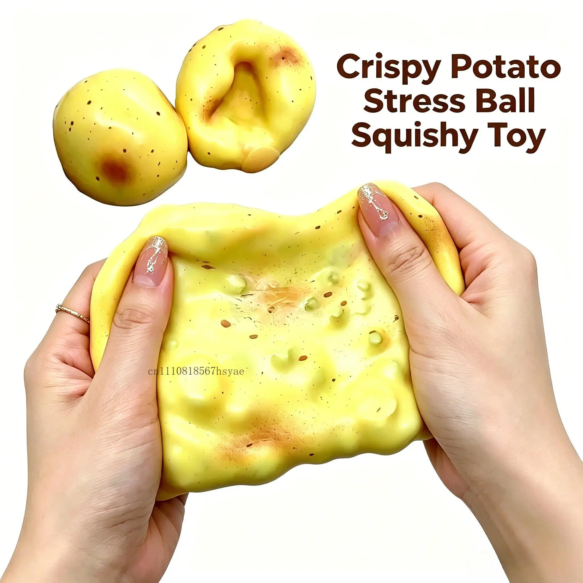 Crunchy Squishy Potato Stress Ball Squeeze Toy Crispy Potato Squishy Fidget Ball Handmade Round Blocks Filled ASMR for Adult
