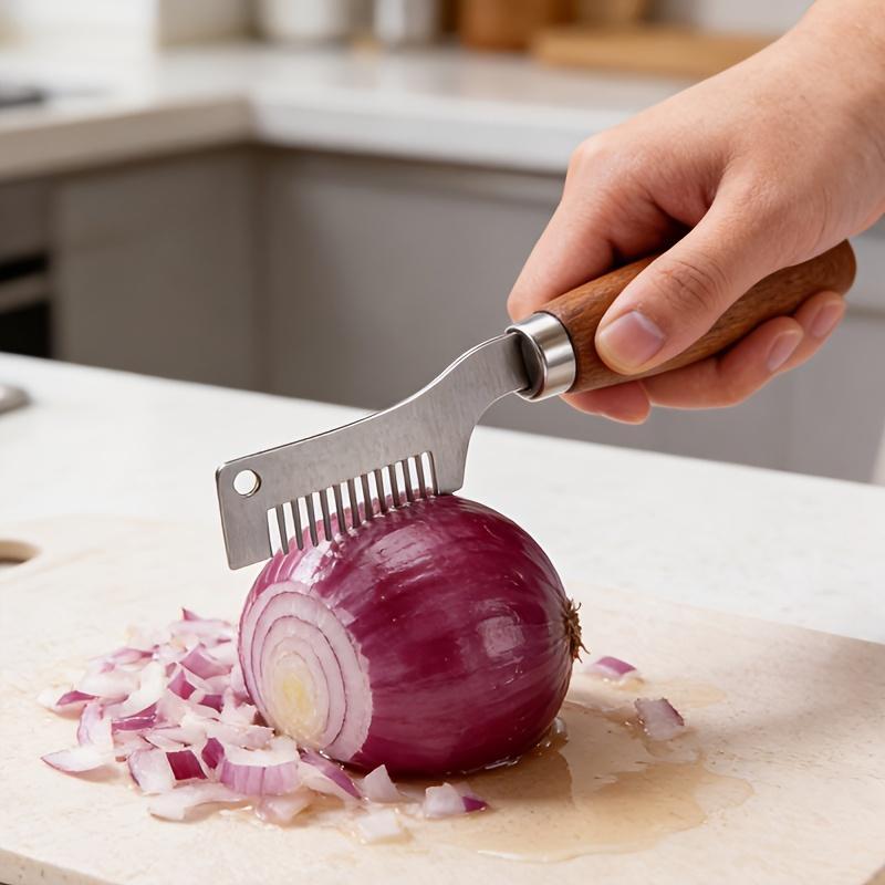 A Stainless Steel Chopper for Cutting Scallions, an Efficient And Uniform Tool for The Kitchen, Perfect for Manually Chopping Scallions And Garlic, a Practical Little Gadget for Home And Restaurant Meal Prep