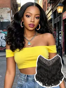 Yaki Curly V-Shaped Clip in Hair Extensions, 14 Inch, Full Volume, Soft Natural Look, Clip on Hair Extensions for Women