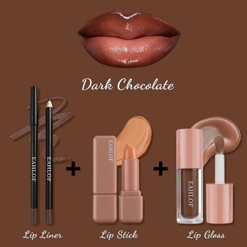 3pcs Hot Sips Coffee Lip Kits | Velvet Matte Trio(Liner+Stick+Gloss) | Day&Night Look