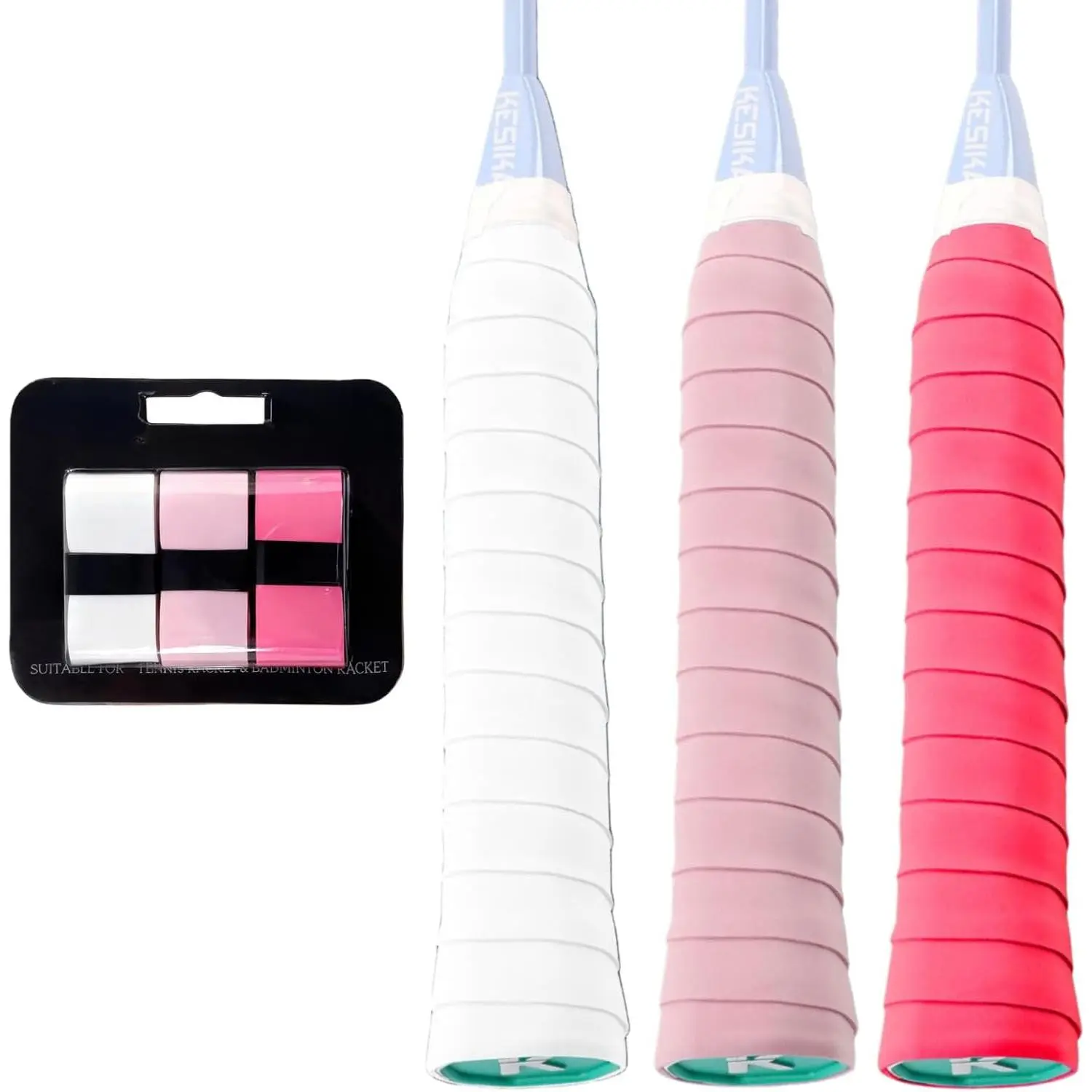 Tennis/Badminton Overgrip, 3 Pack Racket Overgrip Grip Tape, -Absorbing Grip for Badminton, Padel, Pickleball, Tennis