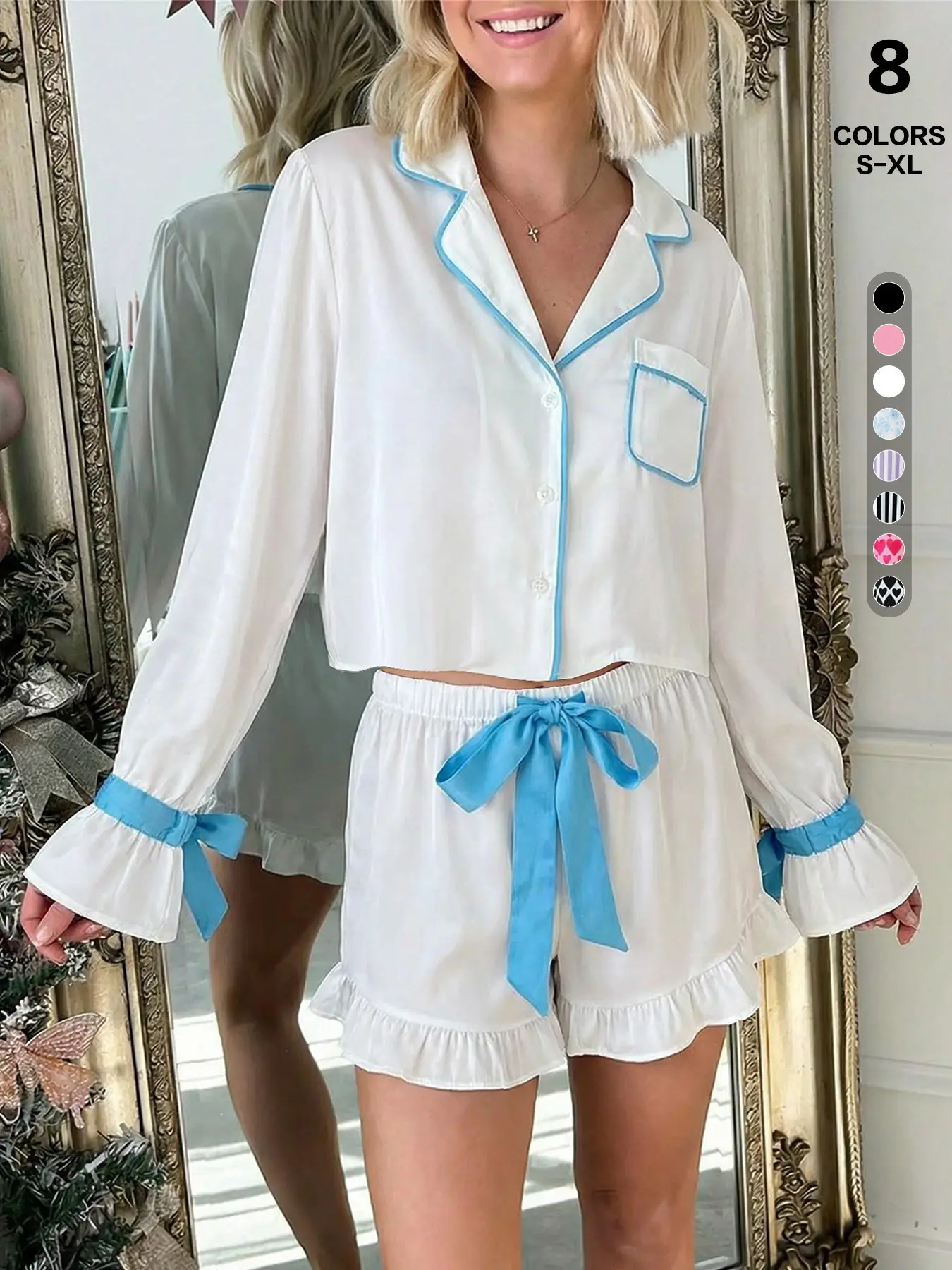 Viral Lounge Set for Women, Long Sleeve Fall Winter Pajamas, Elegant Casual Wear, Comfortable Drawstring Design, Perfect for Home Relaxation