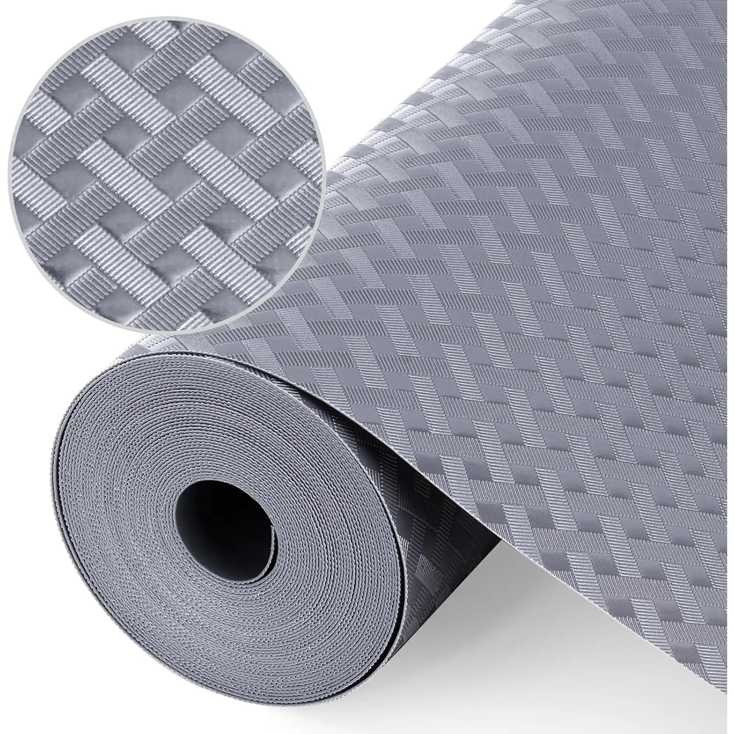 Shelf Liners, Non-Adhesive Drawer Liner,  & Oil-Proof Kitchen Cabinet Cupboard Liner Plastic EVA Material  Fridge Liner Mats Paper Protector for Shelves (Grey/12in x 120in)