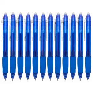 Retractable Clicker Erasable Gel Pens - 0.7mm Ball Point, Heat Erase with Built-in Eraser, 12 Pack