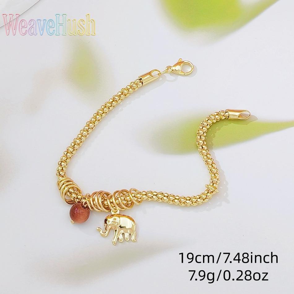 Hot Sale 18K Gold Plated Copper Baby Elephant Beaded Bracelet, Fashion Wave Bead Chain Bracelet for Women, Cute Dainty Animal Charm Jewelry, Perfect Friendship Gift for Best Friend, Birthday Gift & Daily Wear Accessory for Party & Vacation