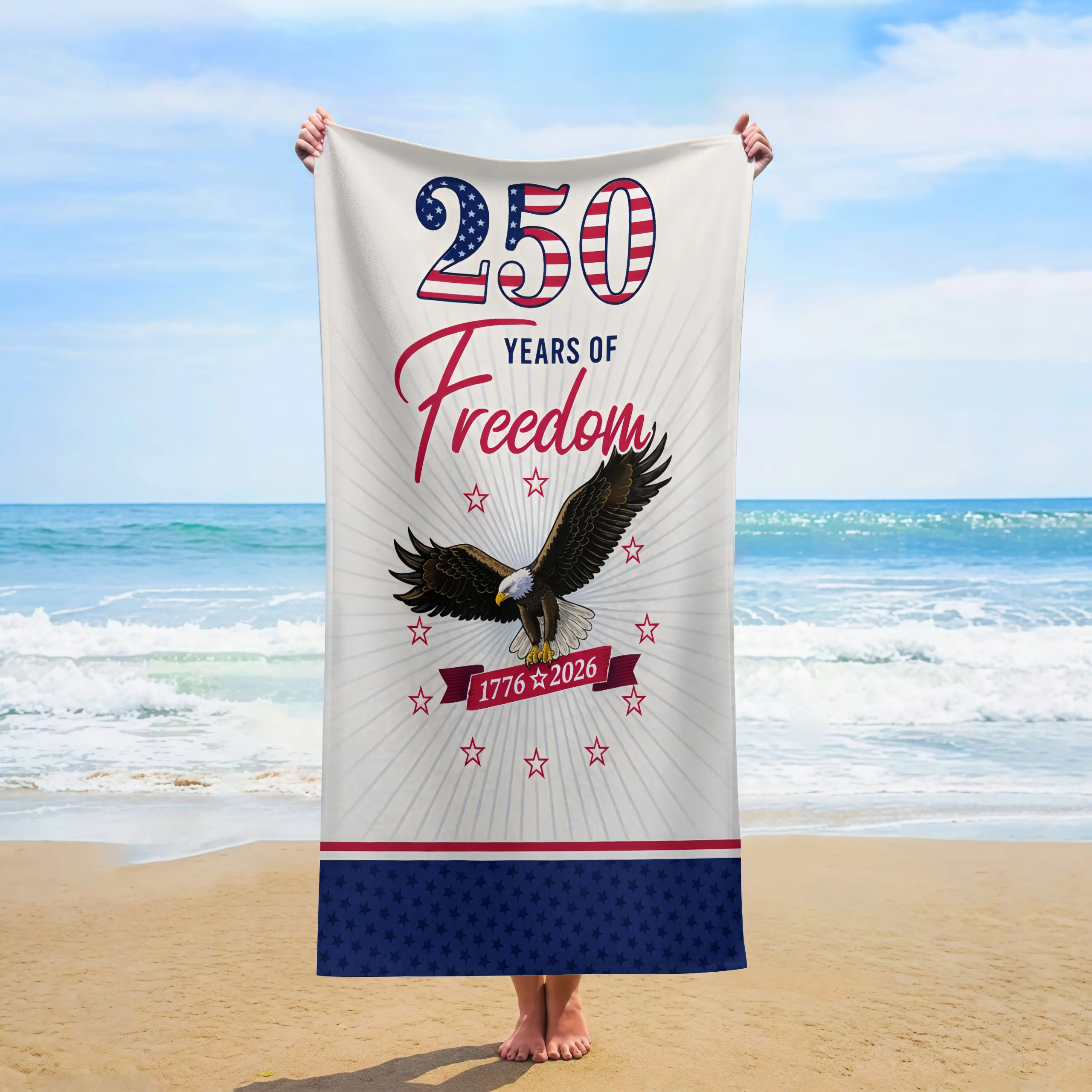 USA 250th Anniversary Beach Towel,"250 Years of Freedom 1776-2026" Patriotic Eagle Print Quick Dry Beach Towel,4th of July Bicentennial Summer Pool Beach Towel,Perfect Gift for Patriotic Americans
