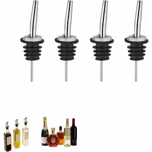 4PCS Premium Wine and Oil Pourer Set, 304 Stainless Steel Pour Spouts for Liquor & Oil - Reusable, Dishwasher Safe, Precision Flow Control, Leak-Proof Seal, Fit Most Wine & Whiskey Bottles (XS)