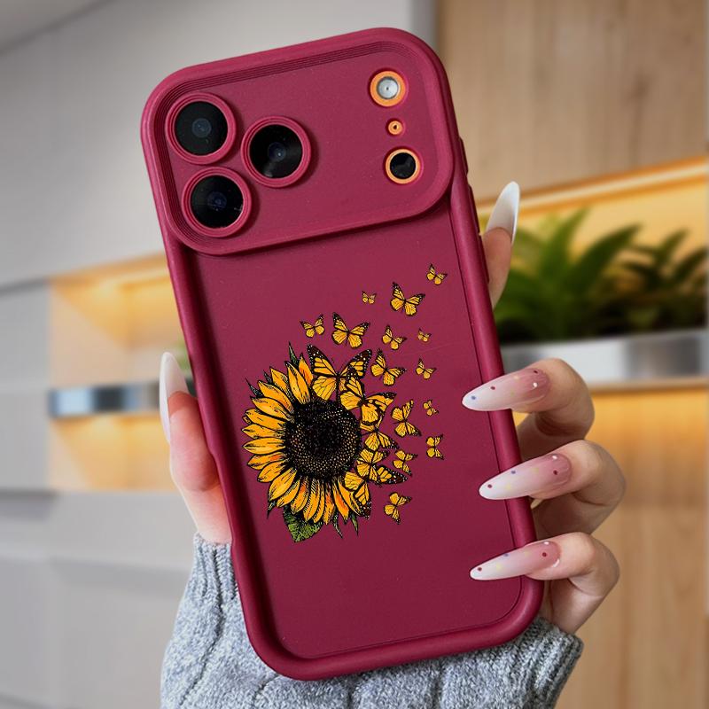 Blown Sunflower Case for iPhone 17 Air 16 16e 15 14 13 12 11 Pro Max Plus X XS Shockproof Non Slip Military-Grade Protection Silicone Cover
