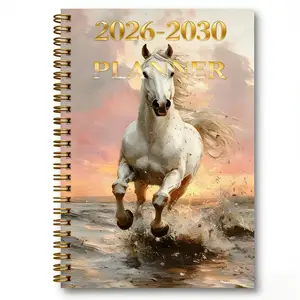 2026-2030 Monthly Planner/Calendar - January 2026 to December 2030, 5-Year Monthly Planner, White Horse Themed Cover Design Notebook, Yearly Calendar Planning, Monthly Tabs, 60-Month Calendar, 5.5 x 8.3 Inches, Thickened Paper, Elastic Cover, Durable Doub