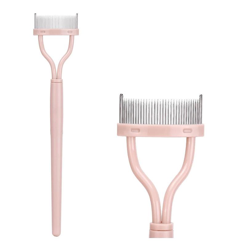 Portable Eyelash Comb, Foldable Semi-curved Steel Needle Eyelash Comb, Professional Makeup Beauty Tools for Women, Curl Lashes