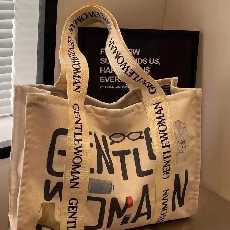 Summer single-shoulder canvas bag for women, large-capacity handbag for going out, versatile tote bag for students, class, and commuting