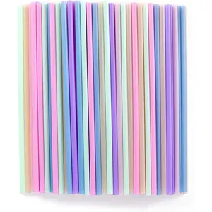 [100 Pcs] Colorful Disposable Plastic Drinking Straws - 8.26" Long & 0.24" Diameter Cute Straws for Juice,Coffee,Milk,Cocktail, Ideal for Bachelorette Party, Birthday Party, Bridal Shower, Baby Shower