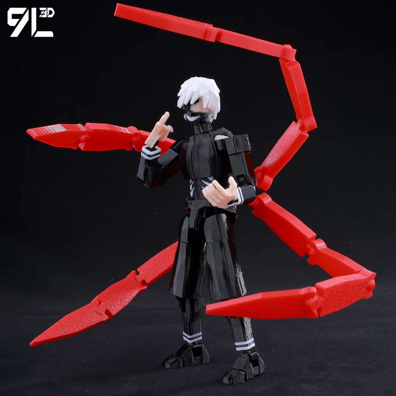 9L3D Lucky 13 Dummy 13 T13 - Kaneki Ken Tokyo Ghoul Awakened Rage Articulated Figure White Hair Red Eyes Extreme Combat Pose Toy