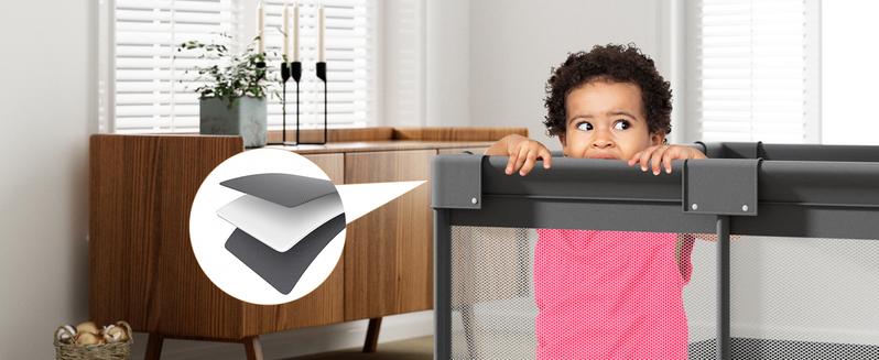 Fodoss Baby Playpen with Mat, Small Play Pen(47x47inch), for Babies and Toddlers, Pen Apartment, Yard Baby, Fence Area Playyard Activity Center (Dark Gray)