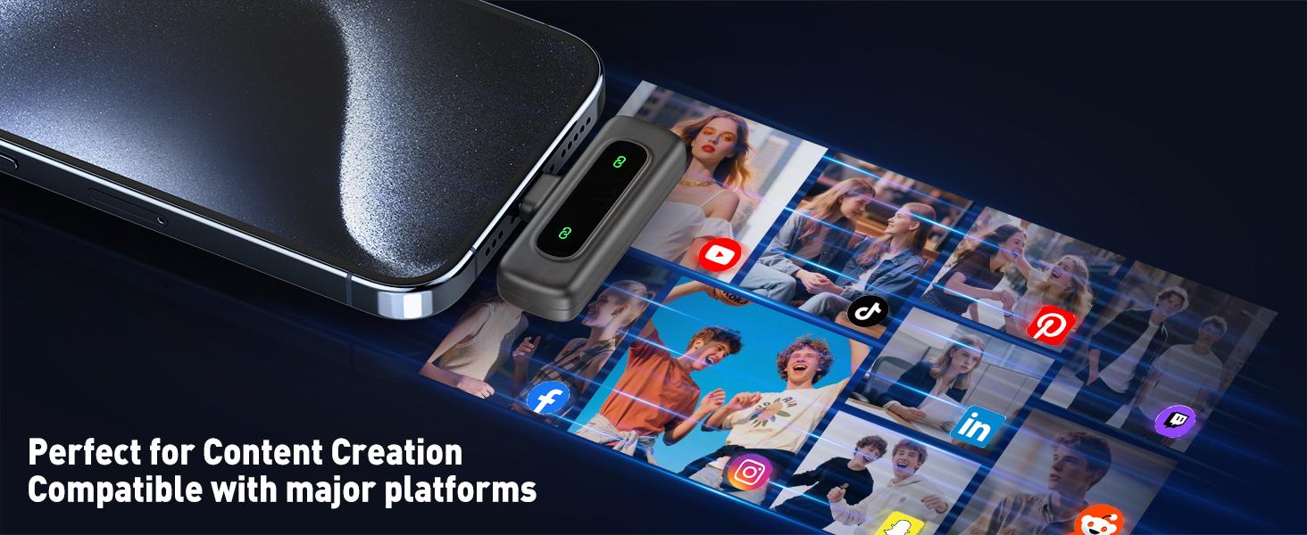 Mini Wireless Lavalier Microphone for iPhone and Android, Lapel Mic with Magnetic Clip-on for Video Recording, Lav Mic with LED Display for Podcasting, Vlogging, Content Creation and Interviews Mini Wireless Lavalier Microphone for iPhone and Android, Lapel Mic with Magnetic Clip-on for Video Recording, Lav Mic with LED Display for Podcasting, Vlogging, Content Creation and Interviews