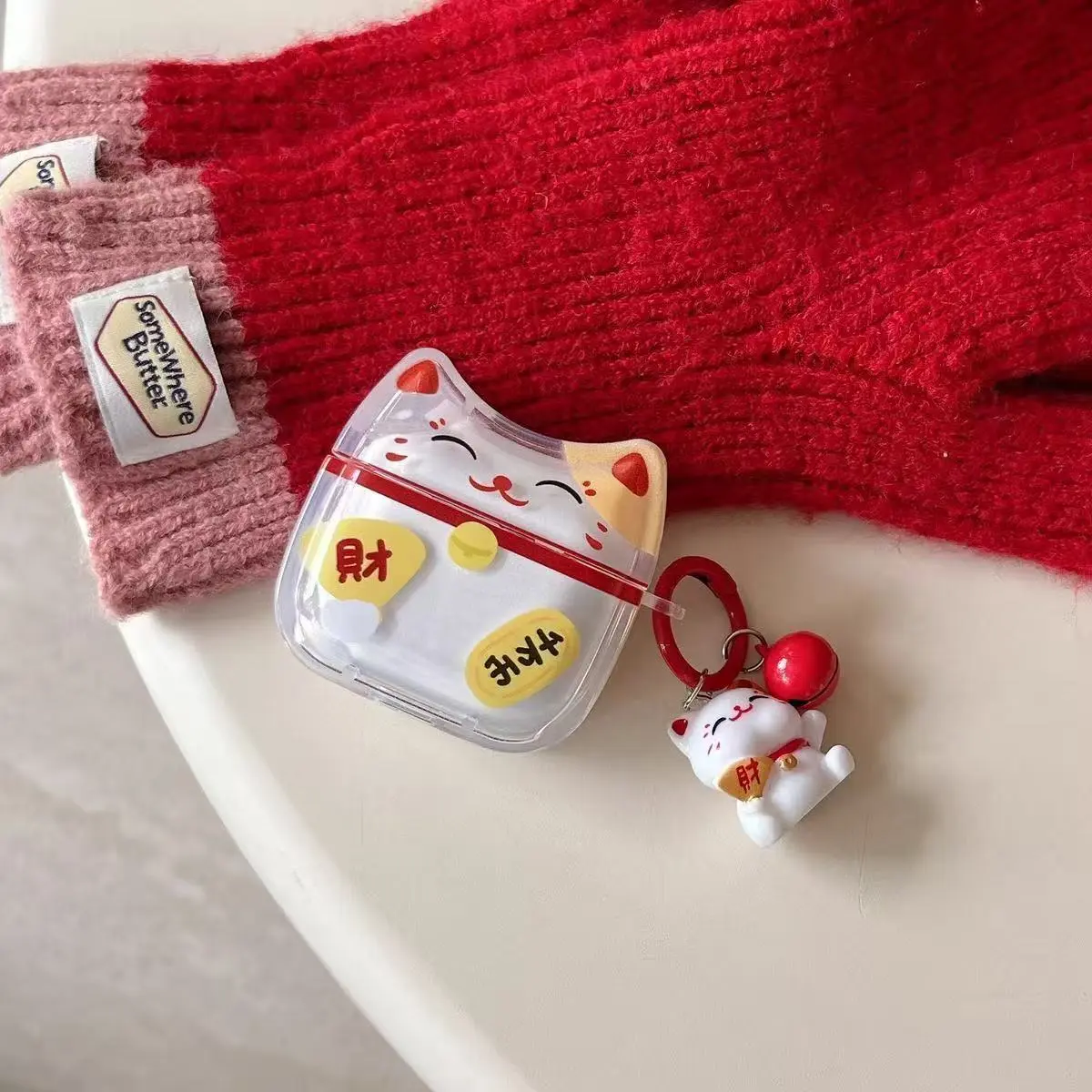 For AirPods 4 Pro3 3 2 1 Pro 3 Pro2 Earphone Case 3D Lucky Cat Cute Silicone Protective Headphone Box With Pendant Cover Accessories Protection