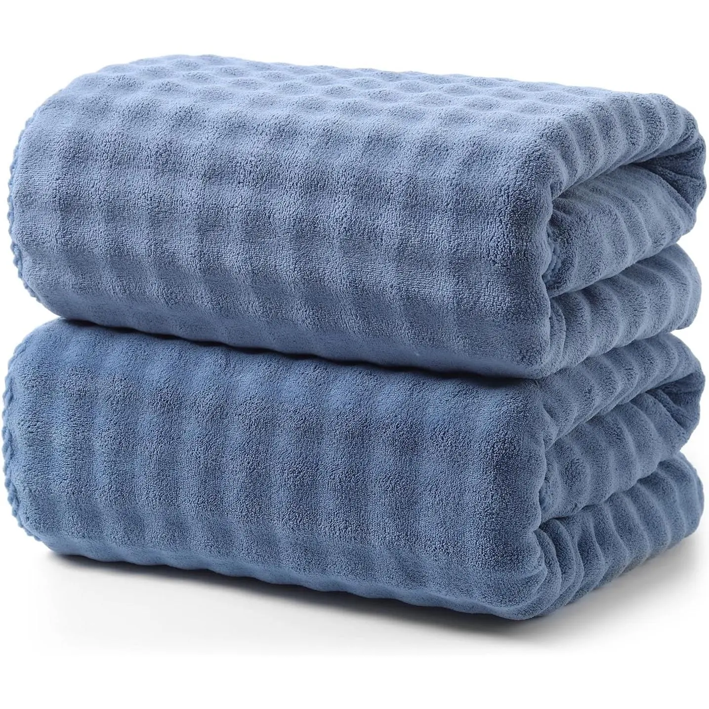 2 Pack  Bath Towels, 35 x 67 Inches Super , Ultra Soft Coral Fleece Microfiber, 540g Lightweight &  Drying, Highly Absorbent Large Bath Sheet for Bathroom,  (Blue)