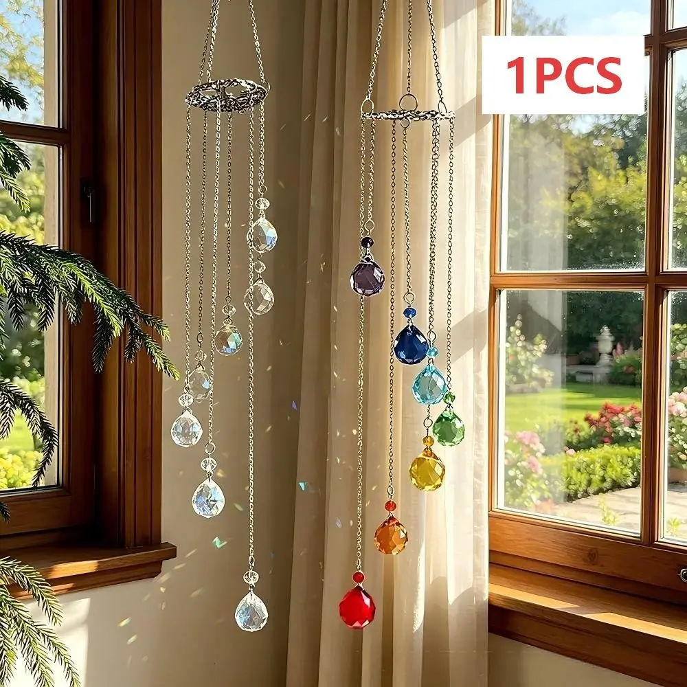 Tree of Life Hanging Sun Catcher, Seven Color AB Lantern Decorative Ball Crystal Wind Chime, Rainbow Maker, Used for Home, Garden, Window, Wedding Decoration, Festival Gifts, Friend Gifts