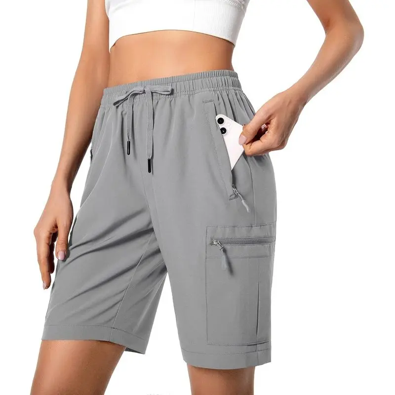 Women’s Lightweight Hiking Cargo Shorts, Quick Dry Outdoor Shorts with Zipper Pockets, Water Resistant Travel Shorts for Golf, Camping & Summer Activities