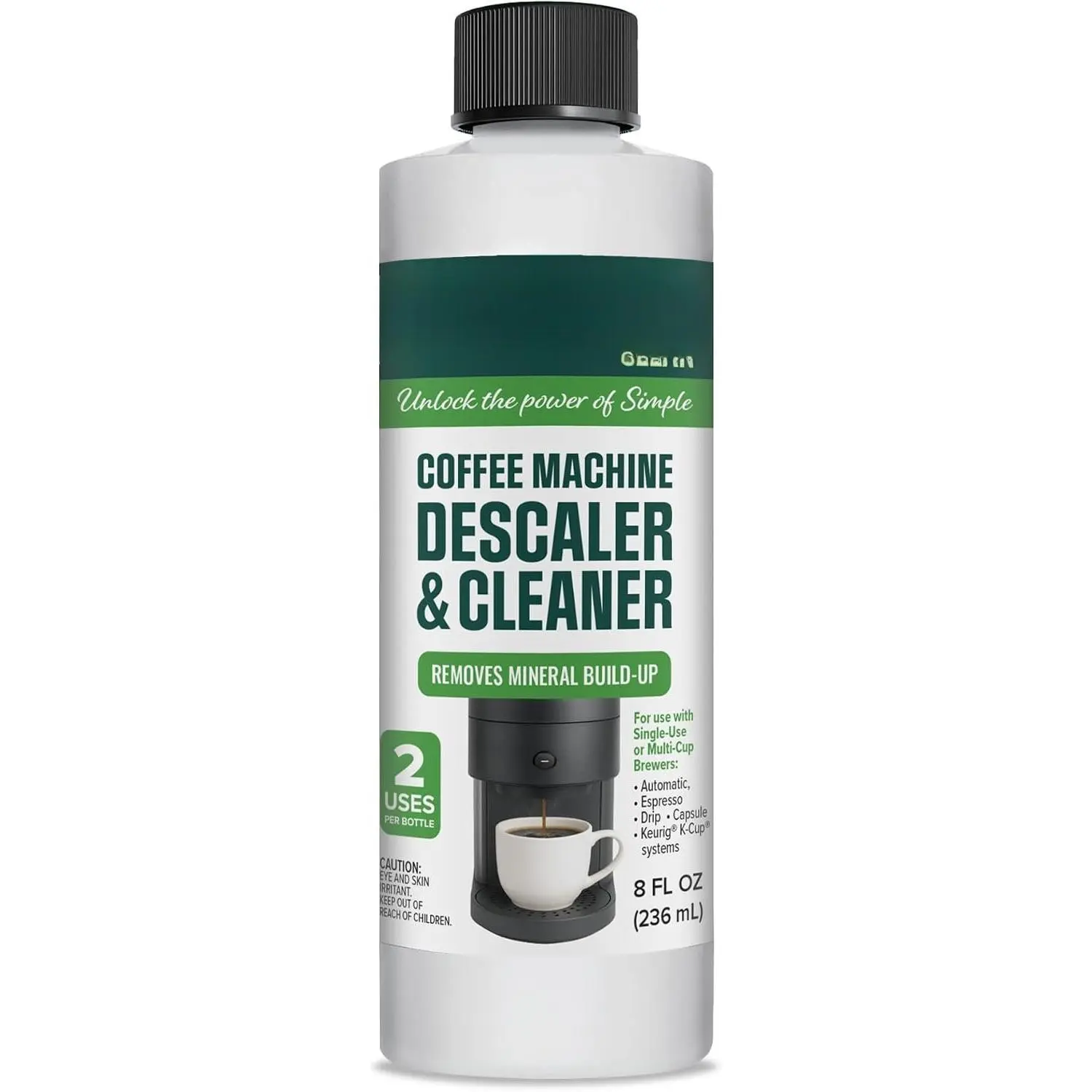 Coffee Descaler (8 fl oz) - -Based Formula Removes Limescale & Buildup from Espresso, Drip, Pod & Single-Serve Machines | Improves Performance & Brew Quality